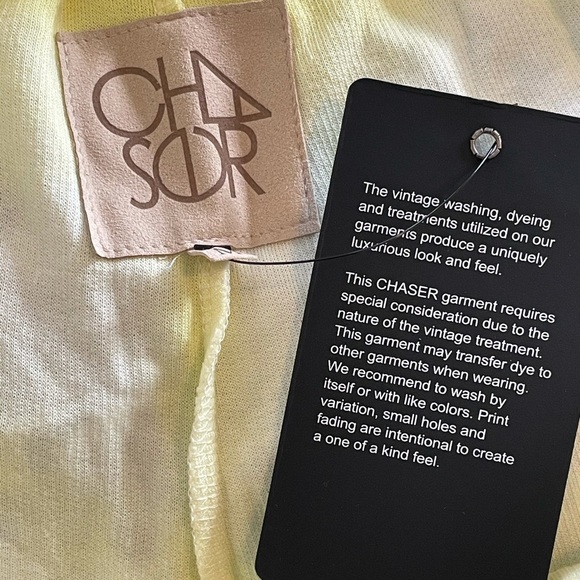 CHASER Tie Dye Fleece Shorts - Yellow & White Sz M - Picture 3 of 5